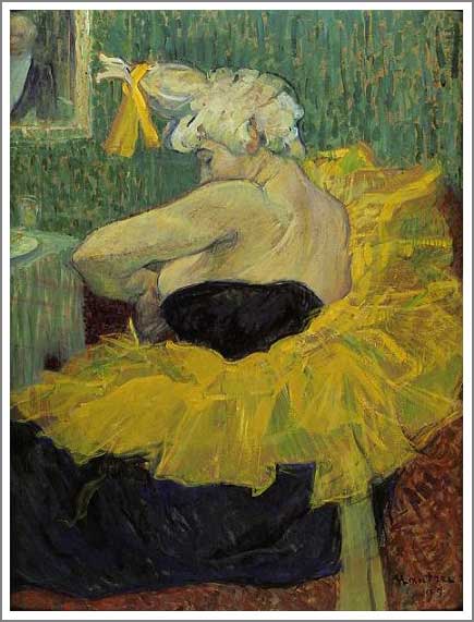 手描き 油絵 複製画 模写 ロートレック「女道化師シャ・ユ・カオ」 F20(72.7×60.6cm)サイズ 額付き 送料無料