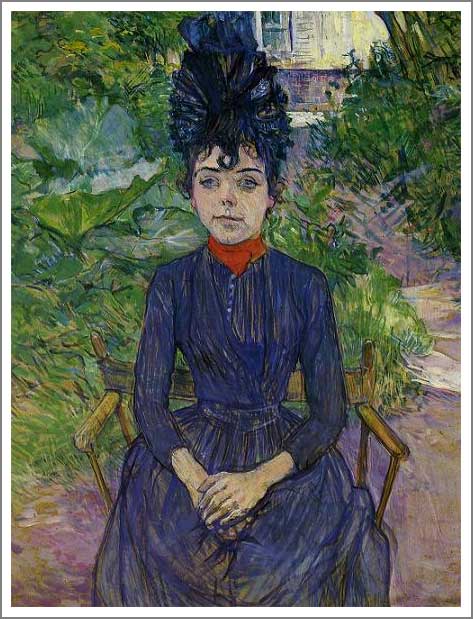 手描き 油絵 複製画 模写 ロートレック「ジュスティーヌ・ディール嬢」 F20(72.7×60.6cm)サイズ 額付き 送料無料