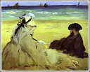 手描き 油絵 複製画 模写 エドゥアール・マネ「海辺にて」 F20(72.7×60.6cm)サイズ 額付き 送料無料