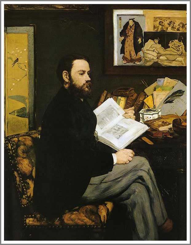 手描き 油絵 模写 複製画 エドゥアール・マネ「エミール・ゾラの肖像」 F15(65.2×53.0cm)サイズ 額付き 送料無料