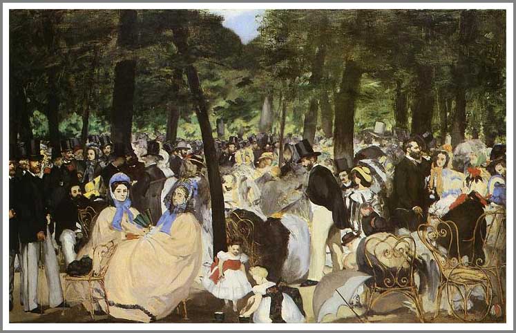 手描き 油絵 複製画 模写 エドゥアール・マネ「テュイルリー公園の音楽祭」 F20(72.7×60.6cm)サイズ 額付き 送料無料
