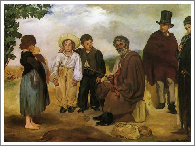 手描き 油絵 模写 複製画 エドゥアール・マネ「老音楽師」 F15(65.2×53.0cm)サイズ プレゼント ギフト 贈り物 名画 オーダーメイド 額付き