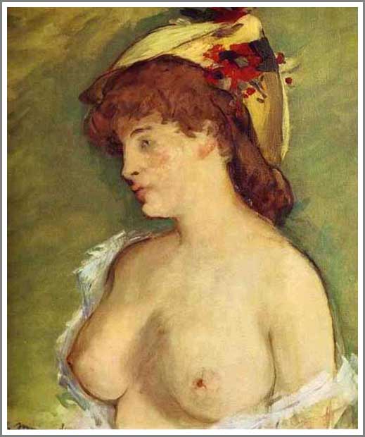 手描き 油絵 複製画 模写 エドゥアール・マネ「ブロンド髪の女性」 F20(72.7×60.6cm)サイズ 額付き 送料無料