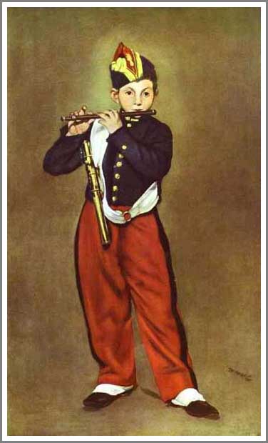 手描き 油絵 複製画 模写 エドゥアール・マネ「笛吹き少年」 F20(72.7×60.6cm)サイズ 額付き 送料無料