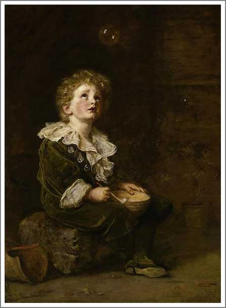 手描き 油絵 複製画 模写 エヴァレット・ミレイ「しゃぼん玉」 F20(72.7×60.6cm)サイズ 額付き 送料無料