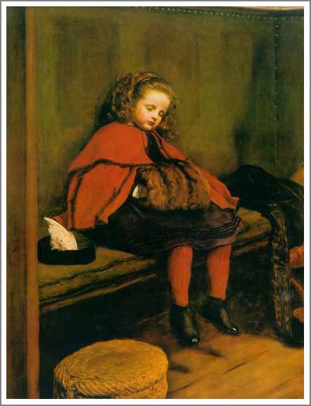 手描き 油絵 複製画 模写 エヴァレット・ミレイ「二度目のお説教」 F20(72.7×60.6cm)サイズ 額付き 送料無料