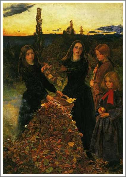 手描き 油絵 模写 複製画 エヴァレット・ミレイ「枯れ葉」 F15(65.2×53.0cm)サイズ プレゼント ギフト 贈り物 名画 オーダーメイド 額付き