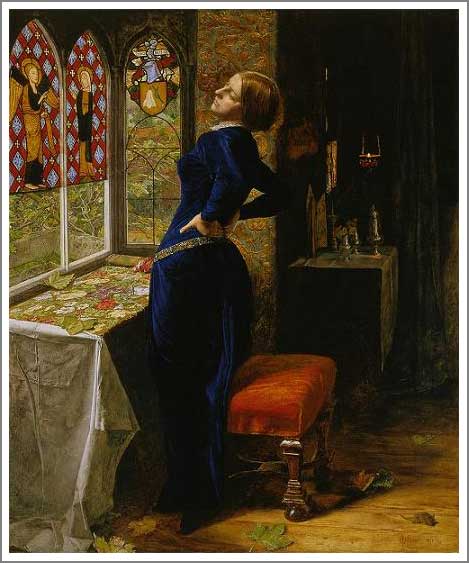 手描き 油絵 複製画 模写 エヴァレット・ミレイ「マリアナ」 F20(72.7×60.6cm)サイズ 額付き 送料無料