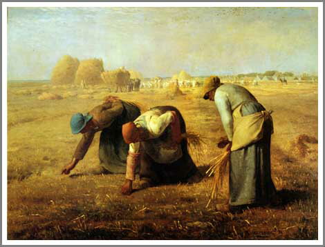 手描き 油絵 複製画 模写 フランソワ・ミレー「落穂拾い」 F20(72.7×60.6cm)サイズ 額付き 送料無料