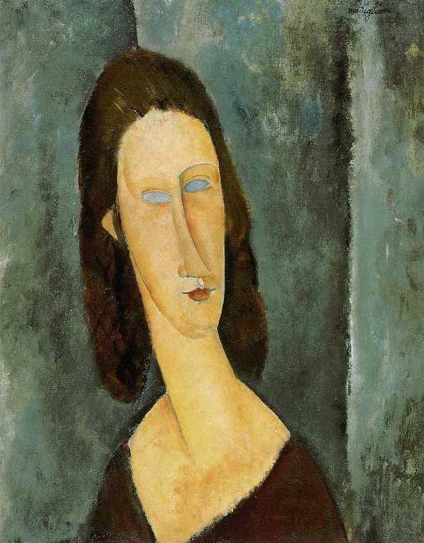 手描き 油絵 模写 複製画 アメデオ・モディリアーニ「青い眼の肖像(ジャンヌ・エビュテルヌ)」 F15(65.2×53.0cm)サイズ プレゼント ギフト 贈り...