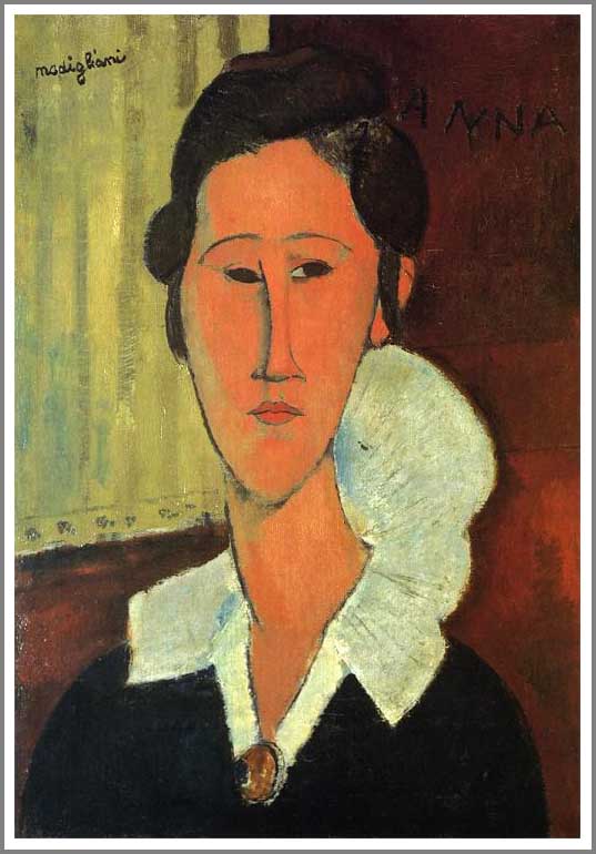 手描き 油絵 複製画 模写 アメデオ・モディリアーニ「ハンカ・ズボロウスカ夫人の肖像」 F20(72.7×60.6cm)サイズ 額付き 送料無料