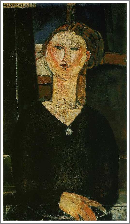 手描き 油絵 模写 複製画 アメデオ・モディリアーニ「アントニア」 F15(65.2×53.0cm)サイズ プレゼント ギフト 贈り物 名画 オーダーメイド 額...