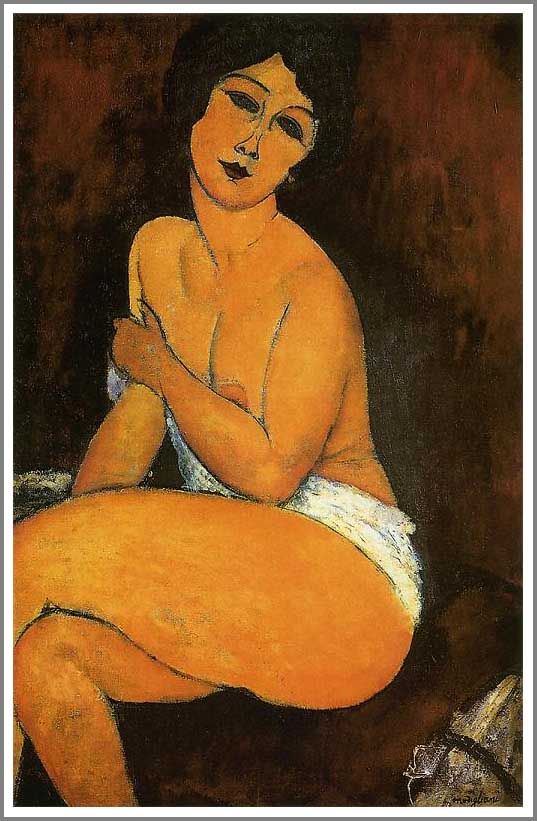 手描き 油絵 模写 複製画 アメデオ・モディリアーニ「椅子の上にいる裸婦」 F15(65.2×53.0cm)サイズ プレゼント ギフト 贈り物 名画 オーダーメ...