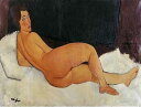 手描き 油絵 複製画アメデオ・モディリアーニ「肩越しに見る裸婦」 額付き 送料無料