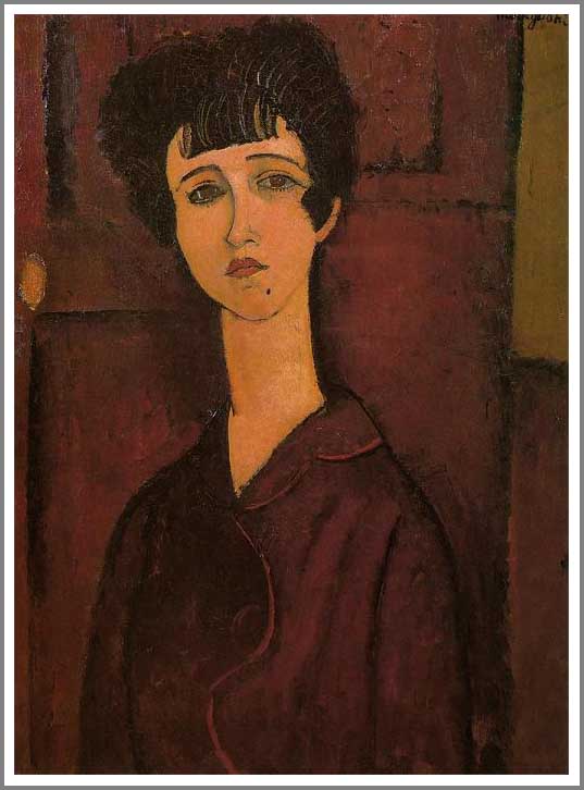 手描き 油絵 模写 複製画 アメデオ・モディリアーニ「少女の肖像(ヴィクトリア)」 F12(60.6×50.0cm)サイズ 額付き 送料無料