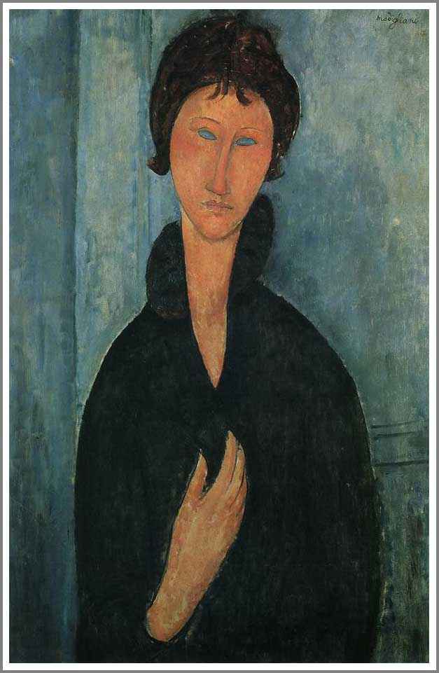 手描き 油絵 模写 複製画 アメデオ・モディリアーニ「青い目の女」 F15(65.2×53.0cm)サイズ プレゼント ギフト 贈り物 名画 オーダーメイド 額...