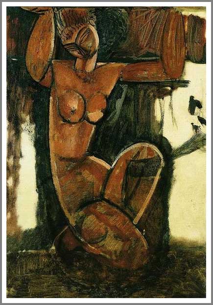 手描き 油絵 模写 複製画 アメデオ・モディリアーニ「裸のカリアティード」 F15(65.2×53.0cm)サイズ プレゼント ギフト 贈り物 名画 オーダーメ...