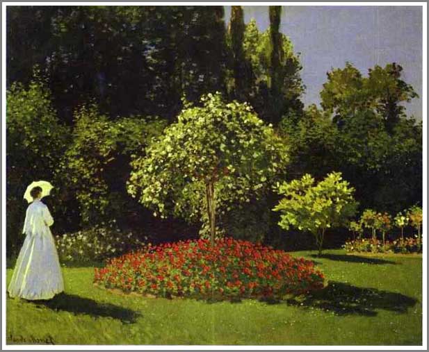 手描き 油絵 複製画 模写 クロード・モネ「サンタドレスの庭」 F20(72.7×60.6cm)サイズ 額付き 送料無料