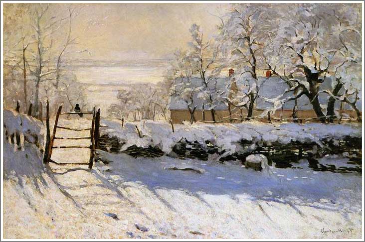 手描き 油絵 複製画 模写 クロード・モネ「かささぎ」 F20(72.7×60.6cm)サイズ 額付き 送料無料