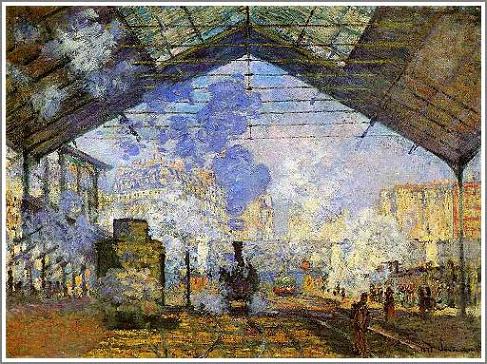 手描き 油絵 模写 複製画 クロード・モネ「サン・ラザール駅」 F15(65.2×53.0cm)サイズ プレゼント ギフト 贈り物 名画 オーダーメイド 額付き