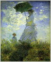 手描き 油絵 複製画 クロード・モネ「日傘をさす女（妻カミーユ）」 F6(41.0×31.8cm)サイズ 額付き 送料無料