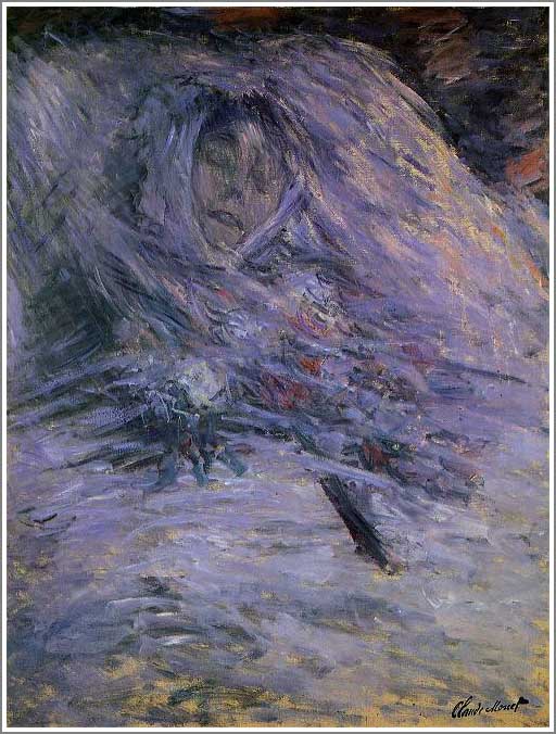 手描き 油絵 模写 複製画 クロード・モネ「死の床につくカミーユ・モネ」 F15(65.2×53.0cm)サイズ プレゼント ギフト 贈り物 名画 オーダーメイ...