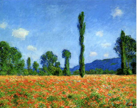 手描き 油絵 複製画 模写 クロード・モネ「ポプラとポピー」 F20(72.7×60.6cm)サイズ 額付き 送料無料