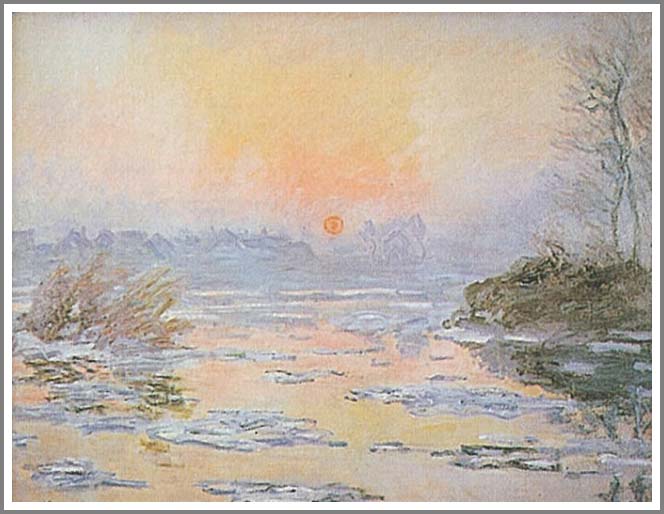 手描き 油絵 複製画 模写 クロード・モネ「セーヌの日没」 F20(72.7×60.6cm)サイズ 額付き 送料無料