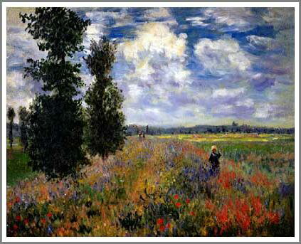 手描き 油絵 複製画 模写 クロード・モネ「アルジャントゥイユの野原」 F20(72.7×60.6cm)サイズ 額付き 送料無料