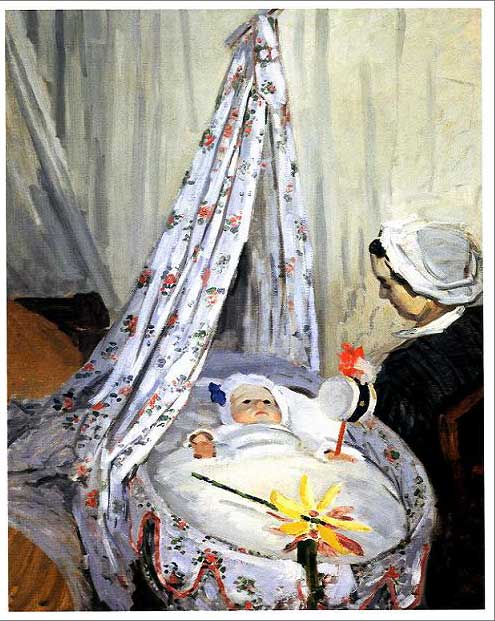 手描き 油絵 模写 複製画 クロード・モネ「揺りかごの中のジャン・モネ」 F15(65.2×53.0cm)サイズ プレゼント ギフト 贈り物 名画 オーダーメイ...