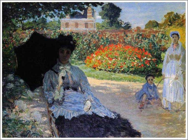 手描き 油絵 複製画 模写 クロード・モネ「カミーユ、ジャン、乳母」 F20(72.7×60.6cm)サイズ 額付き 送料無料