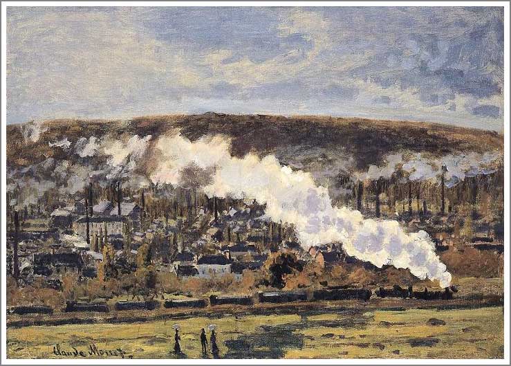 手描き 油絵 模写 複製画 クロード・モネ「貨物列車」 F15(65.2×53.0cm)サイズ プレゼント ギフト 贈り物 名画 オーダーメイド 額付き