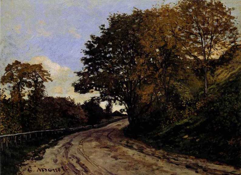 手描き 油絵 模写 複製画 クロード・モネ「サン=シメオン農場の道」 F15(65.2×53.0cm)サイズ プレゼント ギフト 贈り物 名画 オーダーメイド ...
