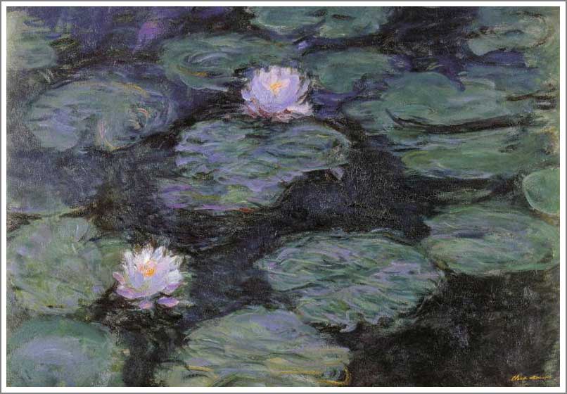 手描き 油絵 複製画 模写 クロード・モネ「睡蓮3」 F20(72.7×60.6cm)サイズ 額付き 送料無料