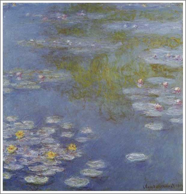 手描き 油絵 複製画 模写 クロード・モネ「睡蓮4」 F20(72.7×60.6cm)サイズ 額付き 送料無料