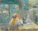 手描き 油絵 複製画 ベルト・モリゾ「ベランダにて」 額付き 送料無料
