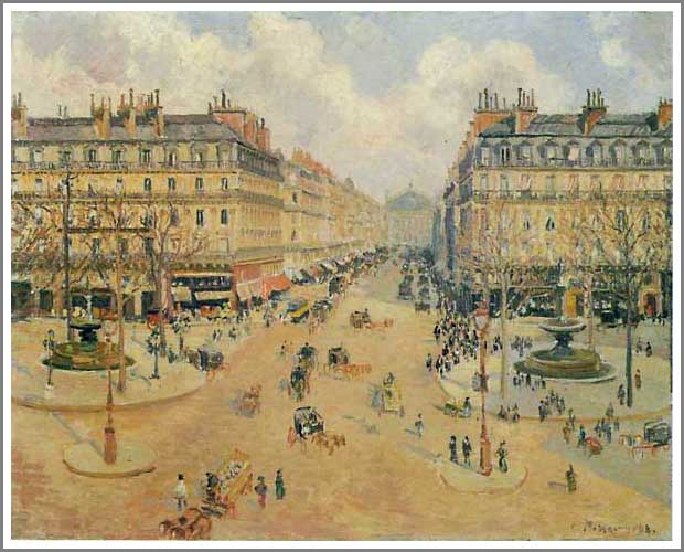 手描き 油絵 模写 複製画 カミーユ・ピサロ「オペラ座通り」 F15(65.2×53.0cm)サイズ プレゼント ギフト 贈り物 名画 オーダーメイド 額付き