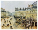 手描き 油絵 複製画 模写 カミーユ・ピサロ「テアトル・フランセ広場〜雨の効果〜」 F20(72.7×60.6cm)サイズ 額付き 送料無料
