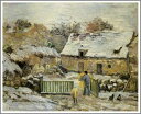 手描き 油絵 複製画 模写 カミーユ・ピサロ「モンフーコー〜雪の効果〜」 F20(72.7×60.6cm)サイズ 額付き 送料無料