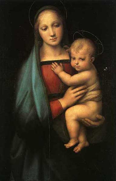 手描き 油絵 複製画 模写 ラファエロ・サンティ「大公の聖母～Madonna&Child～」 F20(72.7×60.6cm)サイズ 額付き 送料無料