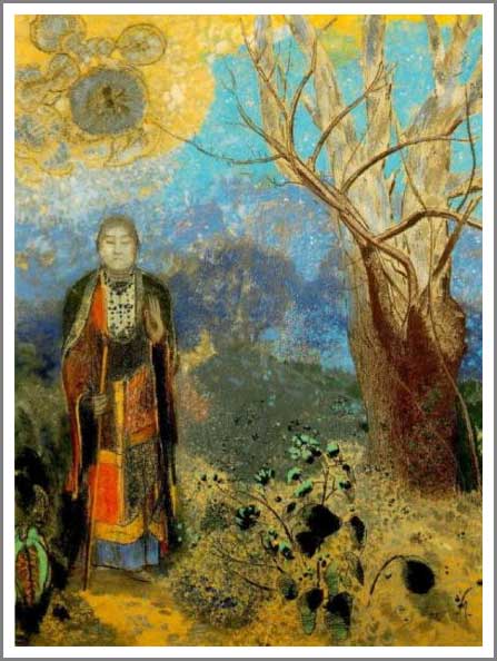 手描き 油絵 複製画 模写 オディロン・ルドン「仏陀」 F20(72.7×60.6cm)サイズ 額付き 送料無料