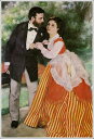手描き 油絵 模写 複製画 ルノアール（ルノワール）「アルフレッド・シスレー夫妻の肖像」 F12(60.6×50.0cm)サイズ 額付き 送料無料