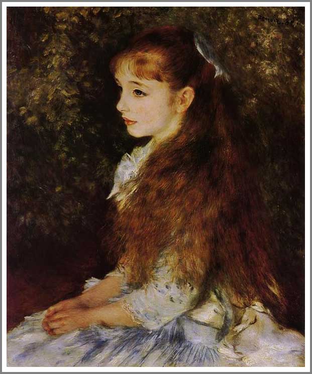 手描き 油絵 複製画 模写 ルノアール(ルノワール)「イレーヌ・カーン・ダンヴェルス嬢」 F20(72.7×60.6cm)サイズ 額付き 送料無料