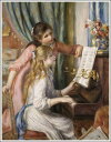 手描き 油絵 模写 複製画 ルノアール（ルノワール）「ピアノに寄る娘たち」 F12(60.6×50.0cm)サイズ 額付き 送料無料