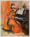 手描き 油絵 模写 複製画 ルノアール（ルノワール）「ピアノを弾く二人の少女」 F12(60.6×50.0cm)サイズ 額付き 送料無料