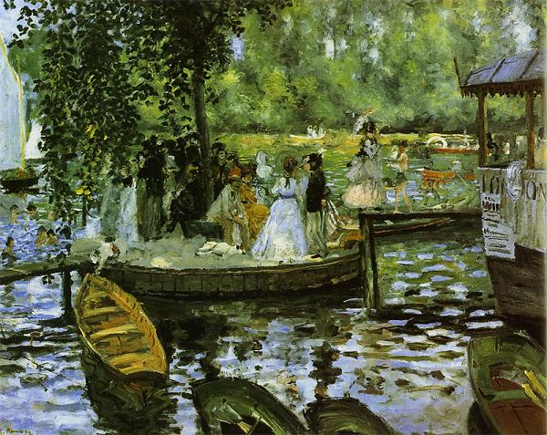 手描き 油絵 複製画 模写 ルノアール(ルノワール)「ラ・グルヌイエールにて」 F20(72.7×60.6cm)サイズ 額付き 送料無料