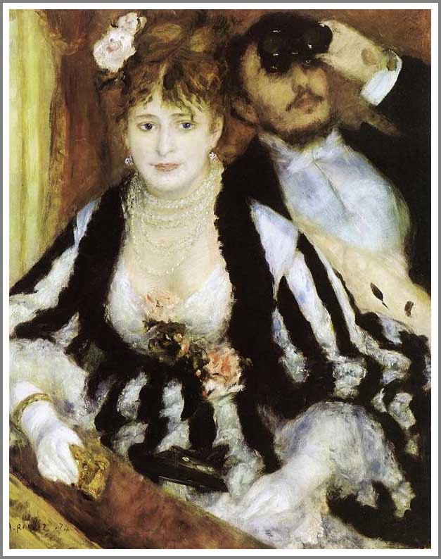 手描き 油絵 模写 複製画 ルノアール(ルノワール)「桟敷席」 F15(65.2×53.0cm)サイズ プレゼント ギフト 贈り物 名画 オーダーメイド 額付き