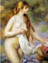 手描き 油絵 複製画 ルノアール（ルノワール）「若い浴女」 F8(45.5×38.0cm) サイズ 額付き 送料無料