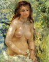 手描き 油絵 複製画 ルノアール（ルノワール）「エチュード若い女のトルソ、陽の効果」 F8(45.5×38.0cm) サイズ 額付き 送料無料