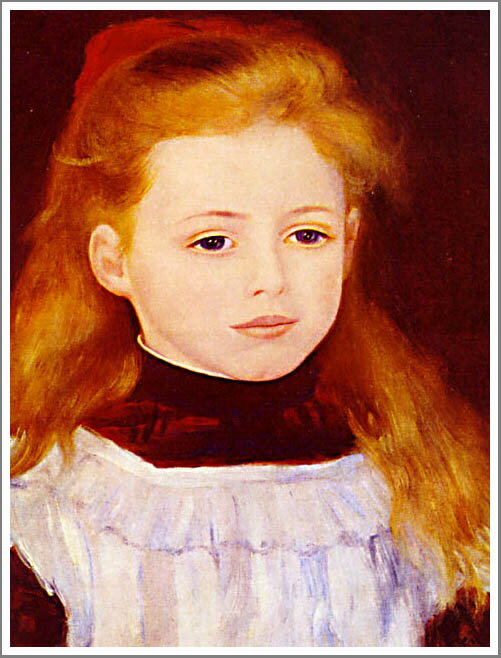 手描き 油絵 複製画 ルノアール ルノワール 白いエプロンの少女 F8 45.5 38.0cm サイズ 額付き 送料無料